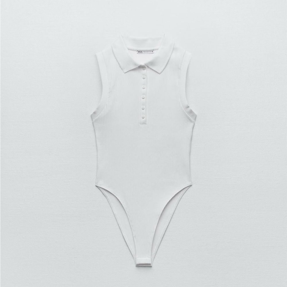 Zara White Polo collar  bodysuit